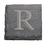 JK Adams Set of Four 4-Inch Square Monogrammed Slate Coasters, R