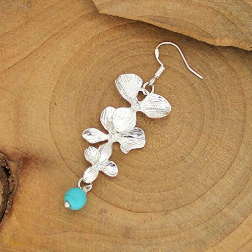 One Pair Of Lucky Four Leaf Clover With Turquoise Beads Freshwater Pearls Pendant Earrings Boyfriend GirlFriend Gift, Christmas Gifts,Couples Gift Friends Gifts