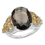 10.50 Carat Genuine Smoky Topaz, Citrine & White Topaz Ring