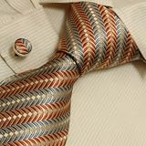 Dark Orange Theme Men Wearing Ties Blue Discount Silk Tie Cufflinks Set with Gift Box By Y&g A1034