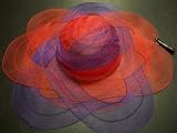 Wide Brim Poly Braid Fashion Hat / Purple & Red / Red Hat Lady Society