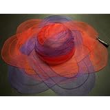 Wide Brim Poly Braid Fashion Hat / Purple & Red / Red Hat Lady Society