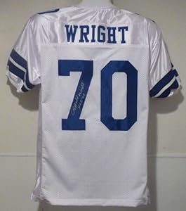 Rayfield Wright Autographed Dallas Cowboys White Size XL Jersey w/