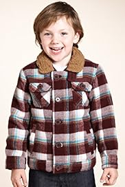 Round Collar Faux Fur Checked Coat