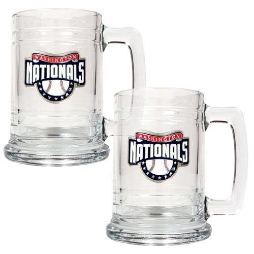 MLB Washington Nationals Two Piece 15-Ounce Glass Tankard Set- Primary Logo