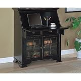 Classic Antique Black Finish Fold-Down Secretary Desk