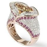 14K Rose Gold Imperial Topaz, Ruby & Diamond Ring