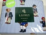 Lauren Ralph Lauren Teddy Bear Stripe 100% Cotton Twin Sheet Set (1 Flat Sheet, 1 Fitted Sheet & 1 Pillowcase)