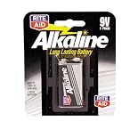 Rite Aid Alkaline Battery, 9V, 1 Pack