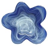 Colorful Recycled Art Glass Cobalt Blue Small Amoeba Plate 11.5D