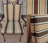 Set of 2 Outdoor Chair Seat and Back Cushion 20(w) 37(d) 2.5(h) - Mocha Stripe