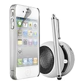 KC-Electronics SUPER 4-IN-1 Apple Iphone 4 & 4S Stylish Ultra Thin Clear Crystal Case Skin Cover + White High Capacitive Stylus Pen + White 3.5mm Capsule Speaker + LCD Screen Protector Guard