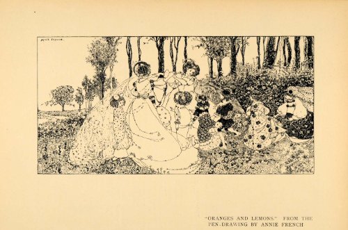 1908 Print Art Nouveau Oranges Lemons Pen Drawing Rhyme - Original Halftone Print