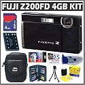 Fuji Finepix Z200FD 10MP Digital Camera Black and 4GB Deluxe Accessory Outfit