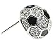 Small Crystal Embellished Soccer Ball Stud Earrings Silver Tone (Silver & Black)