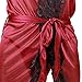 Lisli Women New Sexy Satin Silk Nightgown Lace Underwear Sleepwear Pajamas Robes Babydoll Lingerie Dress (Red)