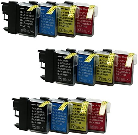 CXG Compatible For Brother LC970/LC980/LC985/LC975/LC1100 MFC-250C MFC-255CW MFC-257CW Pack of 12