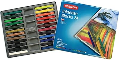 Derwent Drawing Supplies, Inktense, Ink Blocks, 4mm Core, Metal Tin, 24 Count (2300443)