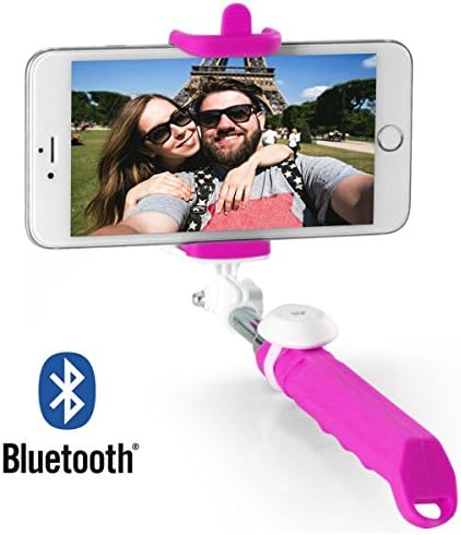UnicornTech SF-02 Newest Bluetooth Selfie Stick, Top Quality Cute Jelly Series, Foldable Lightweight Portable Handheld Extendable Adjustable Wireless Bluetooth Selfie Self Portrait Stick Pole Monopod Remote Shutter Embedded for iPhone 6 Plus 6 5 5s 5c 4 4s 4 3 2 Samsung Galaxy S6 S5 S4 S3 Galaxy Note 4 3 LG G3 G2 Moto Droid Nokia Lumia HTC One Sony Xperia and other Android Cell Phones (Pink)