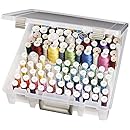ArtBin Super Satchel Box with Two Removable Thread Trays- Clear/White Sewing Storage Container, 9002AB