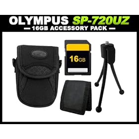 Accessory Package for Olympus SP-720UZ Digital Camera includes Tripod + Small Case + 16GB SD Memory Card + Card Wallet