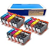Inkjetcorner 15 Pack Compatible Ink Cartridges for Canon PGI-250 CLI-251 Pixma MG5620 MG6620 MG7520 (Shows Accurate Ink Levels)