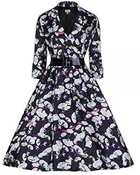 Floral Print Cocktail Cotton Belted Vintage Bubble Dress Shift Party Dress/Tunic 