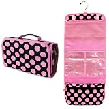Black with Pink Polka Dots Hanging Travel Toiletry Cosmetic Bag