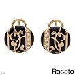 ROSATO Made in Italy Attractive Earrings With Cubic zirconia Well Made in Black Enamel and 14K/925 Gold plated Silver. Total item weight 6.2g Length 14mm
