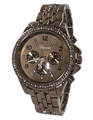 107 Womens Geneva Chocoloate Boyfriend Style Watch with Chrono Design