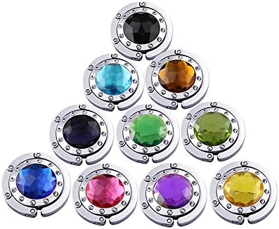 Purse Hook, Colorful Diamond Folding Section Handbag Hook &amp; Folding Table Hanger 20 PCS Mixed Set.