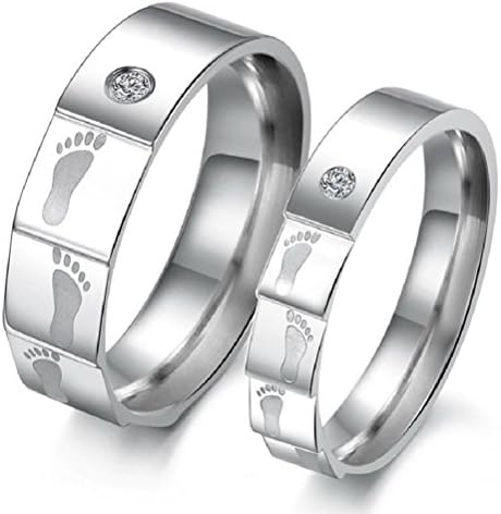 GSG Couple 4mm 5mm Stainless Steel Ring Silver Feet Valentine Couple Wedding Engagement Promise