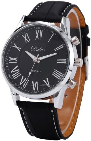 Mens Luxury Watches Casual Roman Numerals Silver Case Men Analog Wrist Quartz Watch