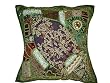 Dark Olive Green Ethnic Indian Sari Beaded Decorative Floor Pillow Cover 24" FREE SHIPP