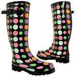 New Womens Multi Colour Spot Festival Wellies Wellingtons Boots