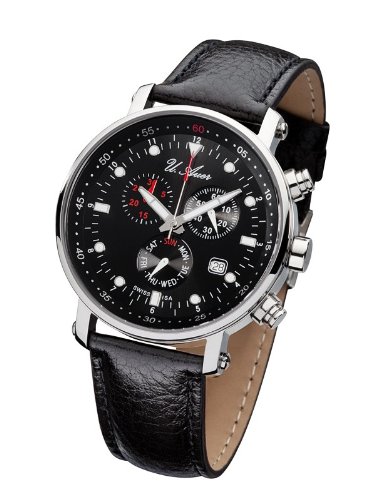 U. Auer – ZU611 Basalt Schwarz – Eleganter Herren Chronograph – SWISS ISA