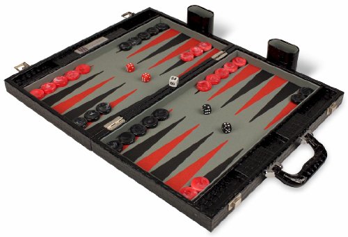 Blackjack Backgammon Set in Faux Croc