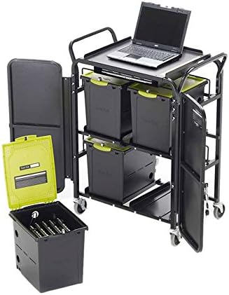 Copernicus School Classroom Office Tech Tub Cart with 4 Premium Tech Tubs: Holds 20 Chromebooks