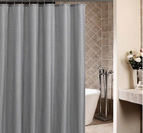High-grade Thickened Grey Grides Polyester Fabric Shower Curtain, Fashion Bathroom Accessory, Waterproof, Mildewproof Shower Curtain, 80x80 inches(200x200cm)