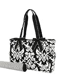 Belvah Quilted Damask Diaper Bag (Black)
