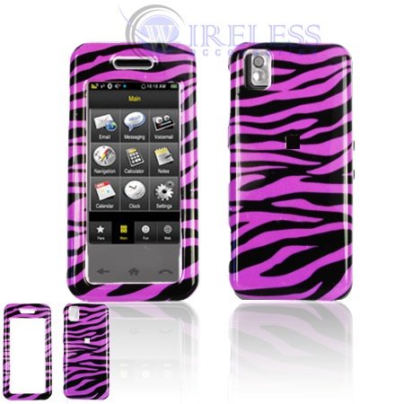 Samsung M800 Cell Phone Hot Pink/Black Zebra Design Protective Case Faceplate Cover