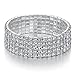 Bridal Rhinestone Bracelet Stretch Silver Tone - Ideal for Wedding, Prom, Party or Pageant