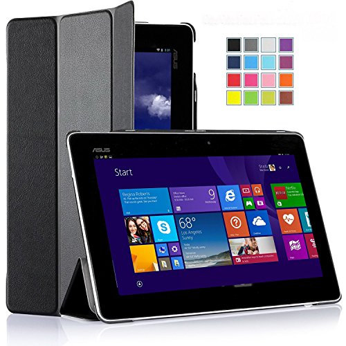 ASUS Transformer Book T100 Chi Case, IVSO® ASUS Transformer Book T100 Chi Case - Ultra-Slim and Ultra-light High Quality PU Leather Folio Case Stand Cover for ASUS Transformer Book T100 Chi 10.1-inch (2015 Version) Tablet (Black)