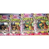 Set of 4 Teenage Mutant Ninja Turtles Figures on 25th Anniversary Cards with Tmnt Dvd's ~ Playmates