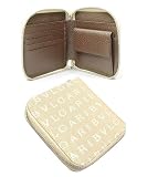 Bvlgari Beige Fabric And Brown Leather Small Zip Wallet BVL22245