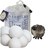 Wool Dryer Balls 6-pack with Bonus Wool Sheep Coin Purse - Handmade with Premium Organic New Zealand Wool - All Natural Fabric Softener - Reduces Drying Time, Anti Static, Softens Laundry - Best All Occasion Gift