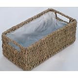 SEAGRASS STORAGE LOG BASKET WITH HANDLE-LINED.Large