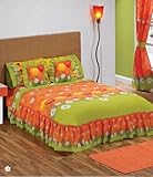 Green Orange Poppy Bedspread Bedding Set Queen 7pcs