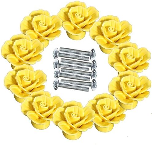 KINGSO 10pcs DIY Vintage Rose Flower Ceramic Door Knob Drawer Pull Handle Cabinet Cupboard Wardrobe