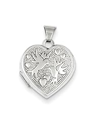 Sterling Silver 15mm Love Birds Heart Locket. Metal Wt- 0.87g